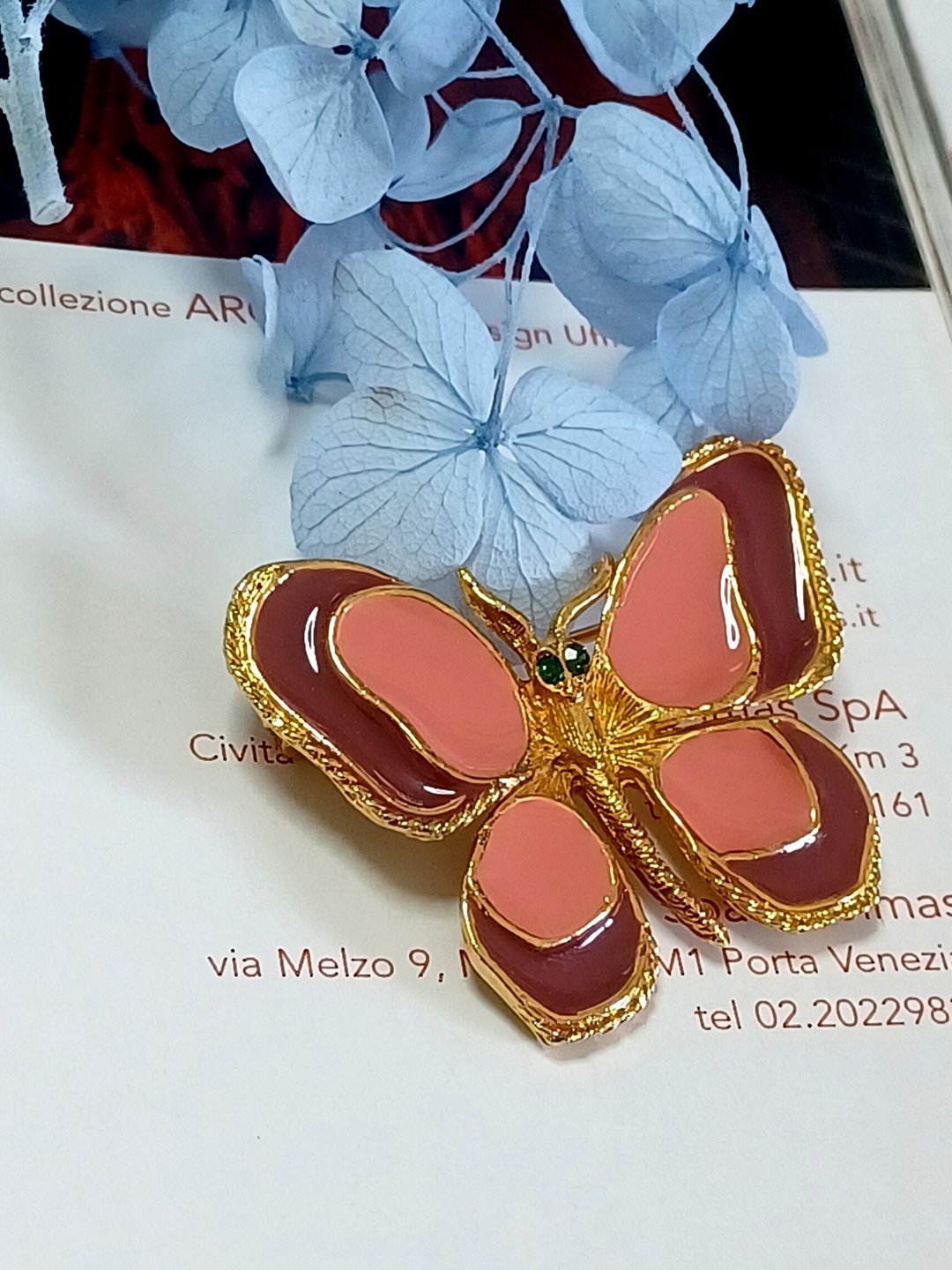 Avintage jewelry Florenza 古董经典珐琅蝴蝶 别针 胸针 - 胸针 - 其他金属 