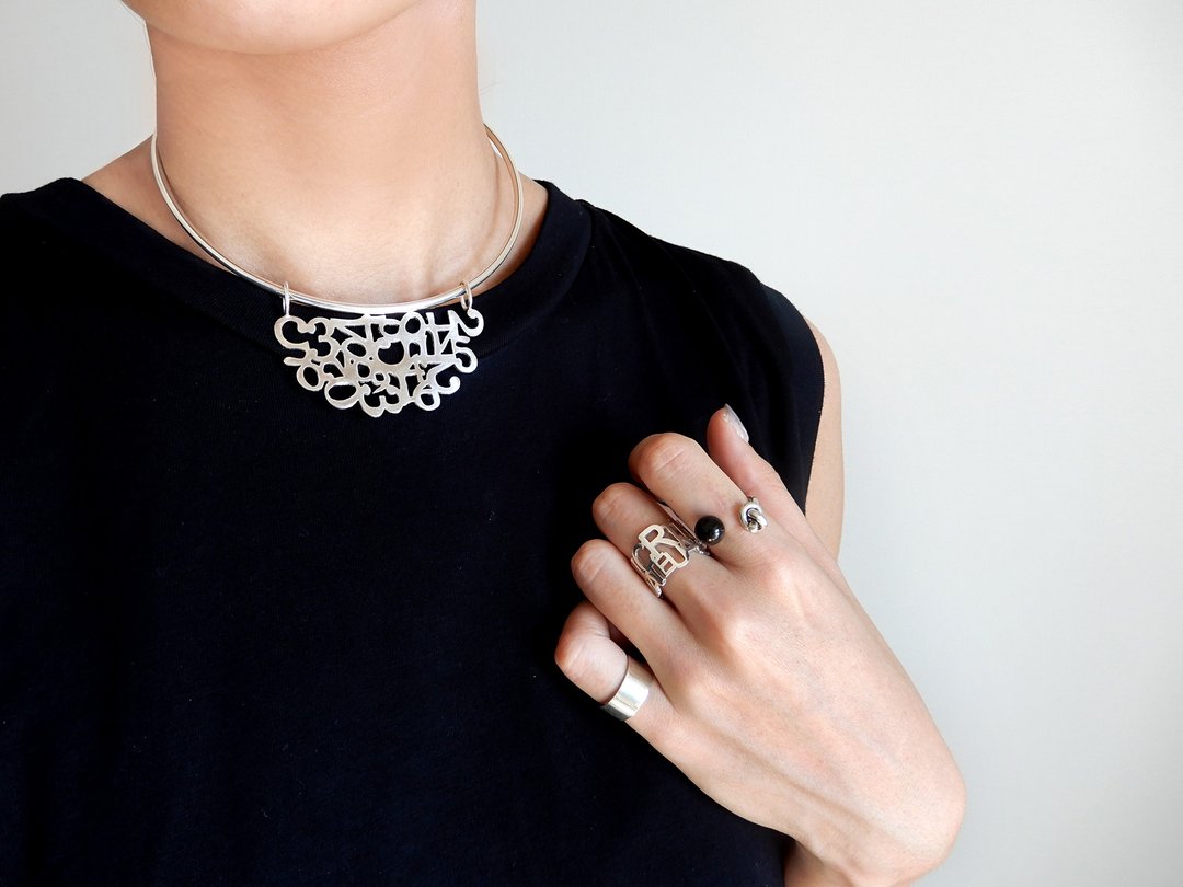 2WAY number choker / silver - 项链 - 纯银 银色