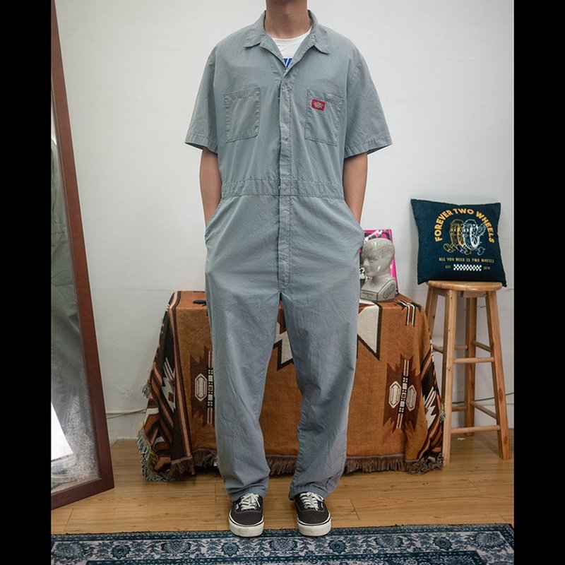 DICKIES 灰色 短袖 连身工作服 COVERALLS 古着 二手 - 男士长裤 - 棉．麻 灰色