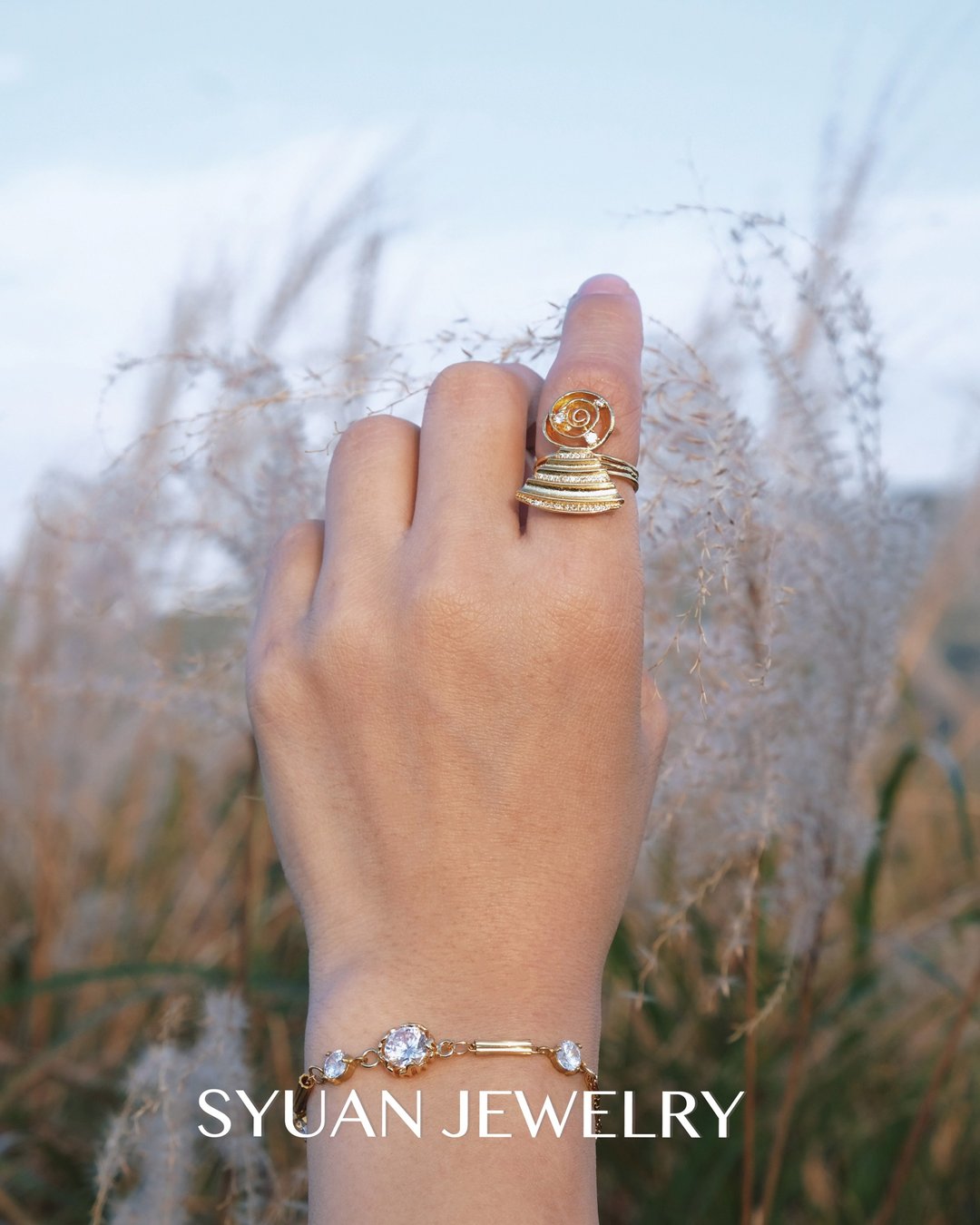 SYUAN JEWELRY|Golden Tree—镀18K锆石金树戒指 - 手链/手环 - 其他金属 