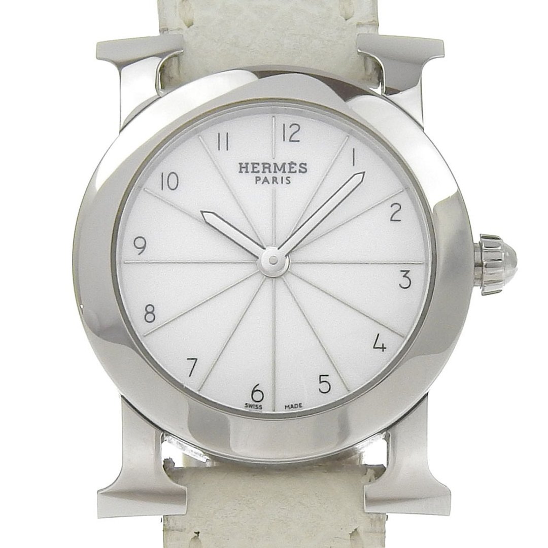 [日本直送] 爱马仕 HERMES H 手表 Rondo 腕表 HR1.210 SS x 压花皮革石英白色表盘女款 [二手] - 女表 - 不锈钢 银色