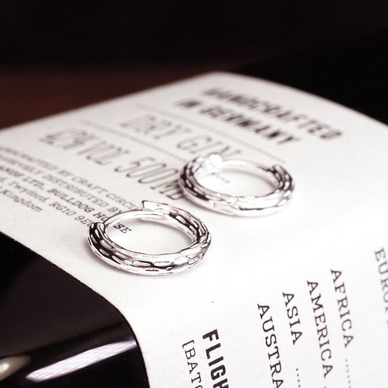 漫步森林 树纹设计 易扣式 925纯银耳环 女生 男生 中性耳环 - 耳环/耳夹 - 纯银 银色