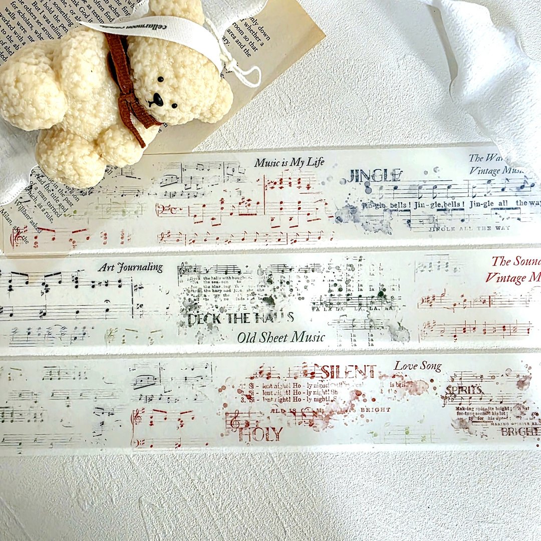 复古乐谱雾面 PET 和纸胶带 - 纸胶带 - 其他材质 