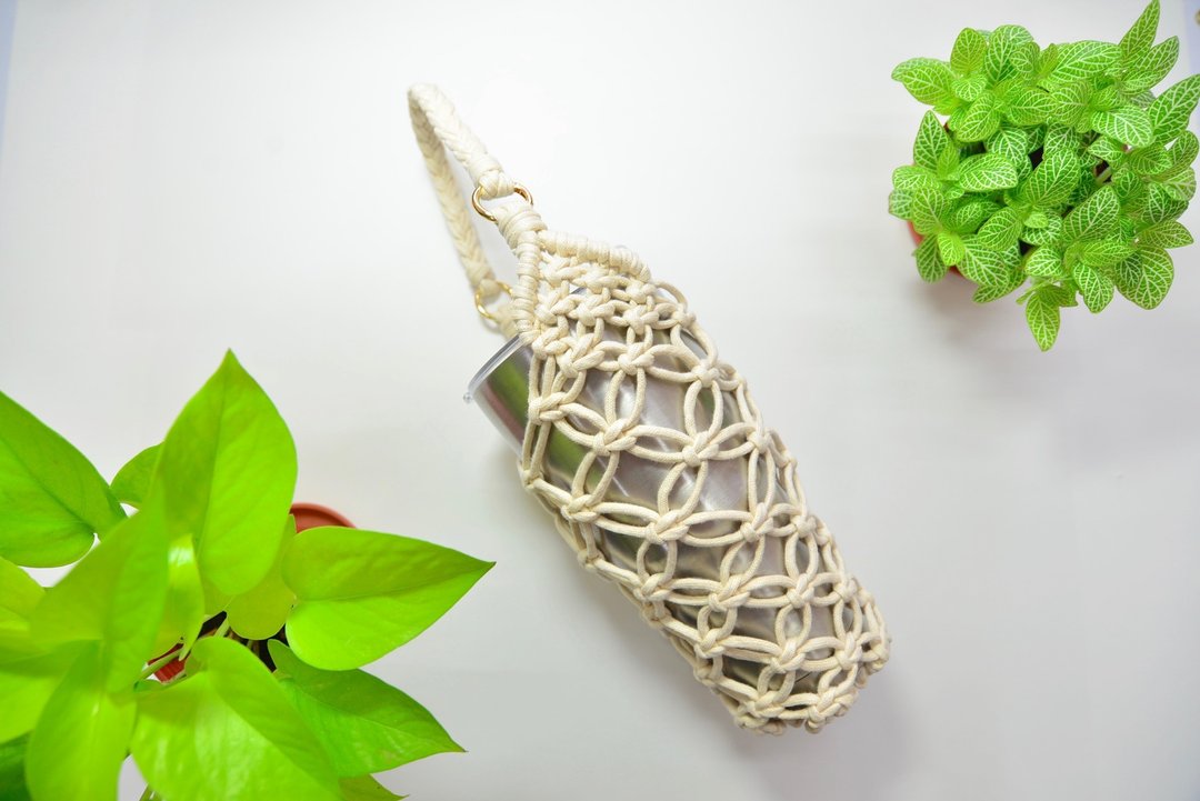 窗花编织水壶提袋DIY材料包 - 编织/刺绣/羊毛毡/裁缝 - 棉 