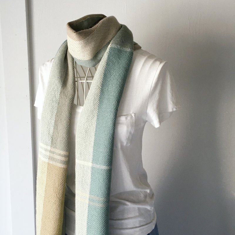 [Unisex Scarf] Green & White Mix - 丝巾 - 羊毛 绿色