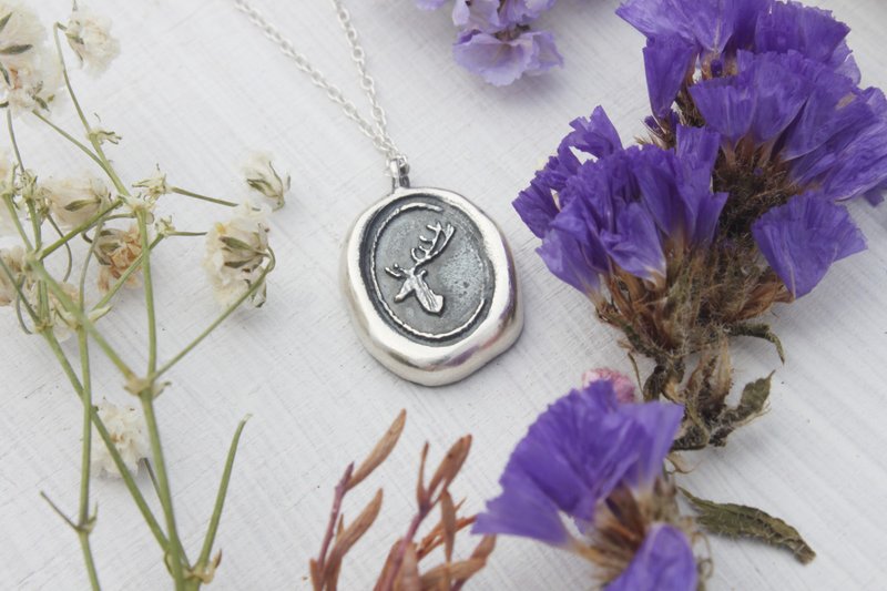 Elks 麋鹿 ［ 拓印风格 ］ 手工纯银项链 - 项链 - 其他金属 