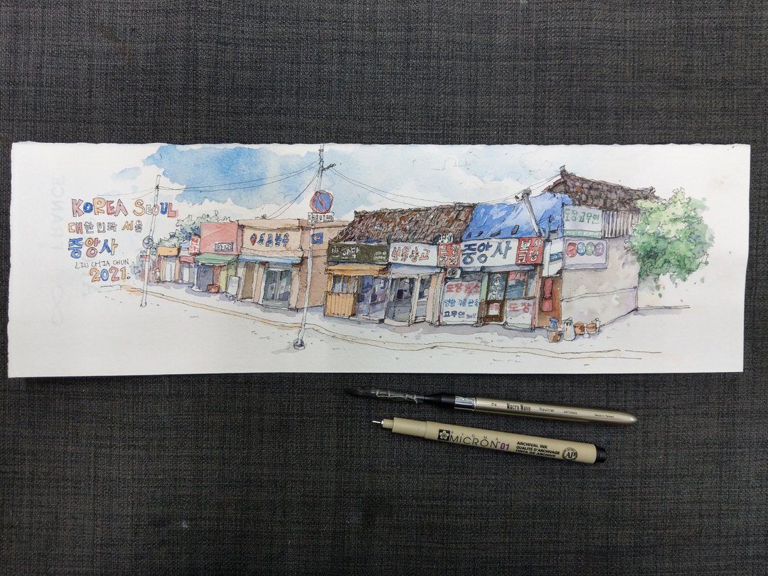 首尔街角/手绘原创水彩画/不含框 - 海报/装饰画/版画 - 纸 咖啡色