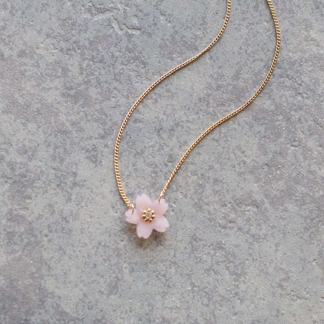 cherry blossom necklace - 项链 - 粘土 粉红色