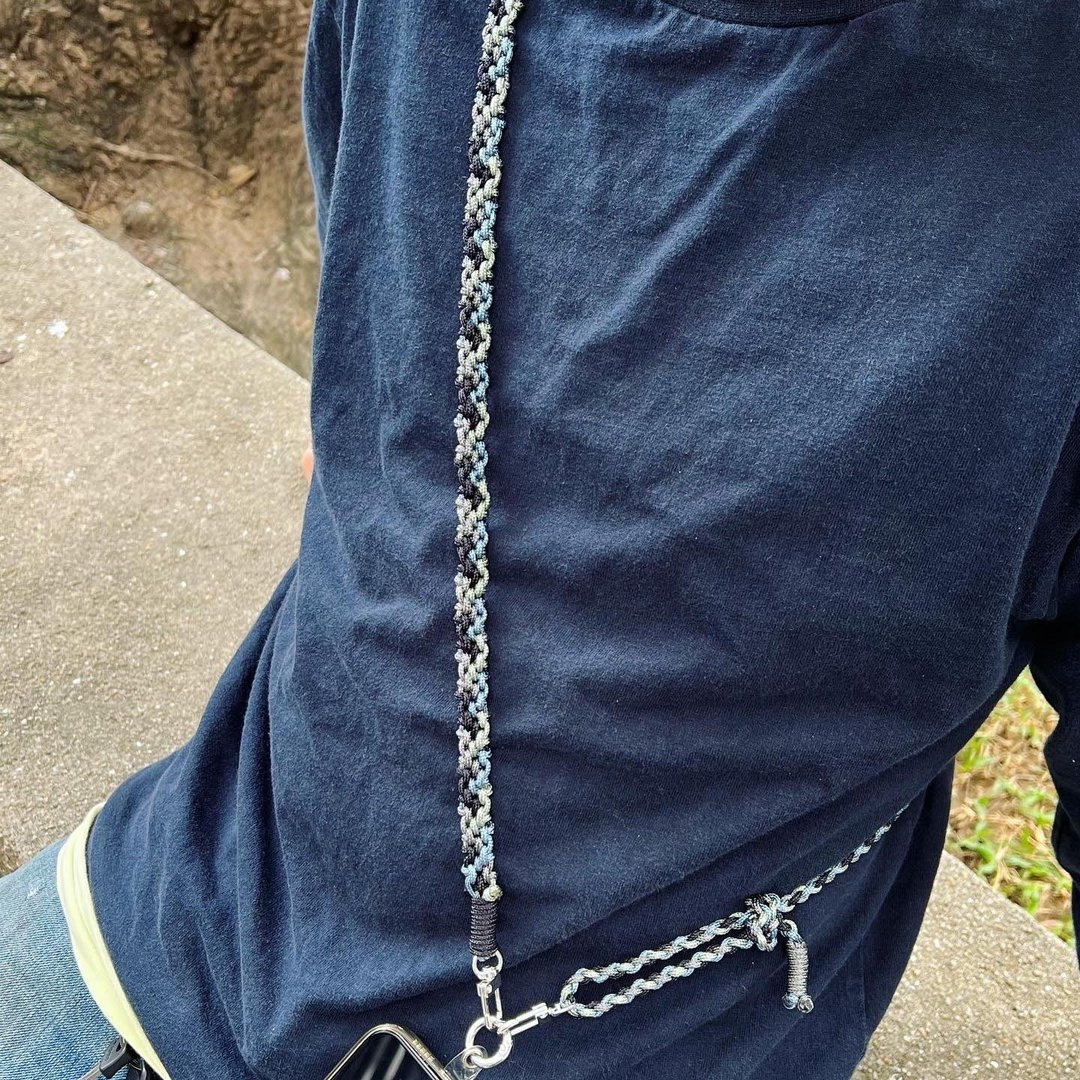 编织手机挂绳/电话绳/斜背带 | Outing Strap J | 灰黑 - 挂绳/吊绳 - 丝．绢 黑色