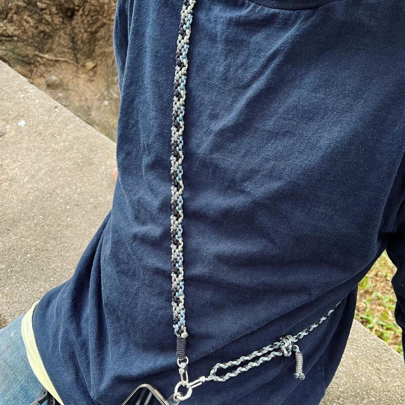 编织手机挂绳/电话绳/斜背带 | Outing Strap J | 灰黑 - 挂绳/吊绳 - 丝．绢 黑色