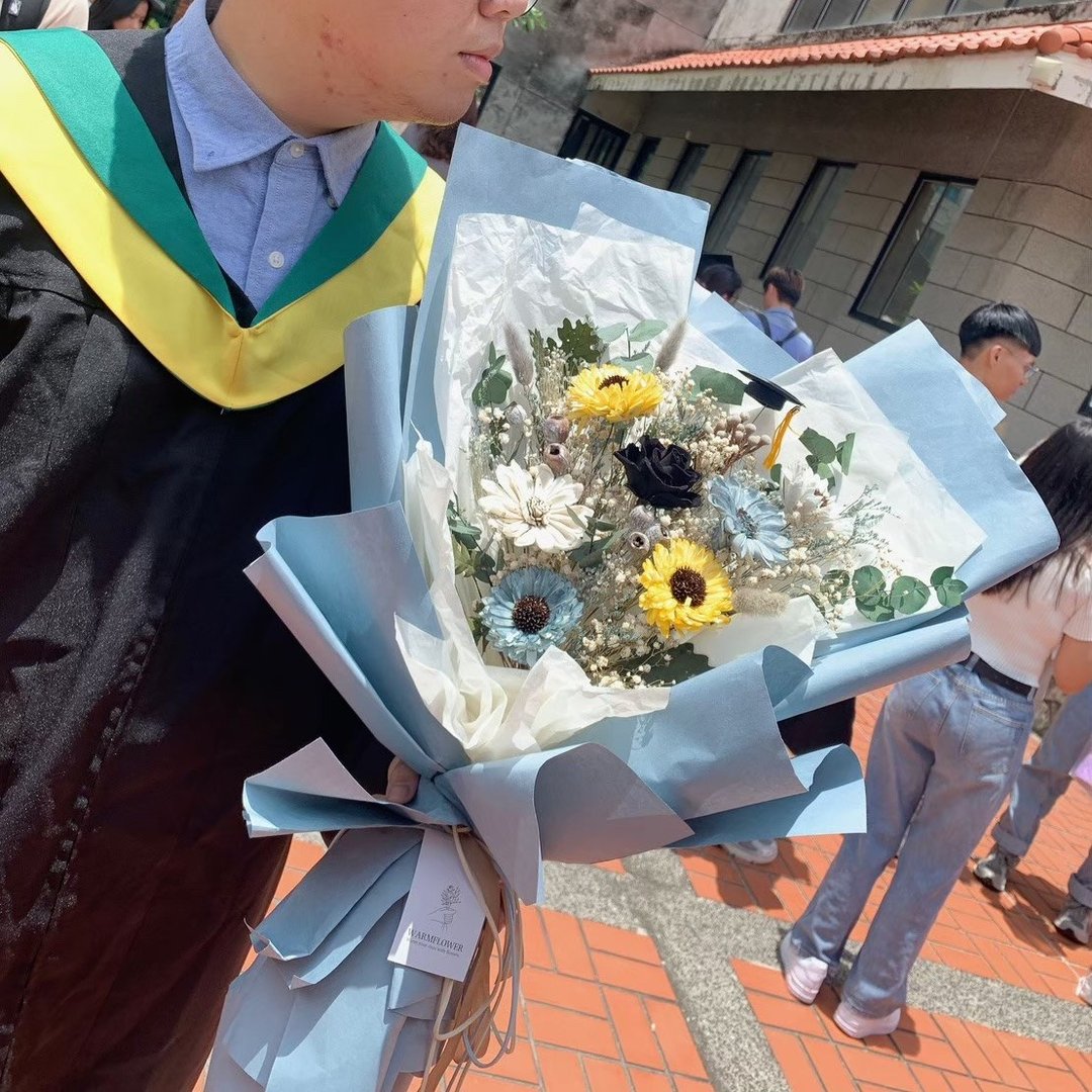 毕业花束 ー 【阳光大男孩】 | 毕业/巨大花束/干燥花束/永生花束 - 干燥花/捧花 - 植物．花 蓝色