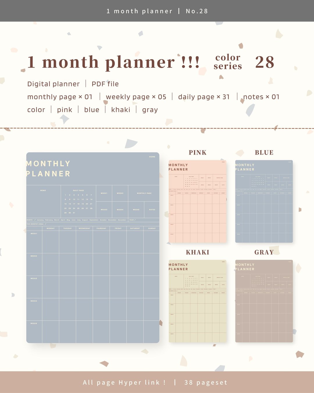 [Monthly planner / No.28 / vertical] Digital planner that can be used repeatedly every month - 其他数码商品 - 其他材质 