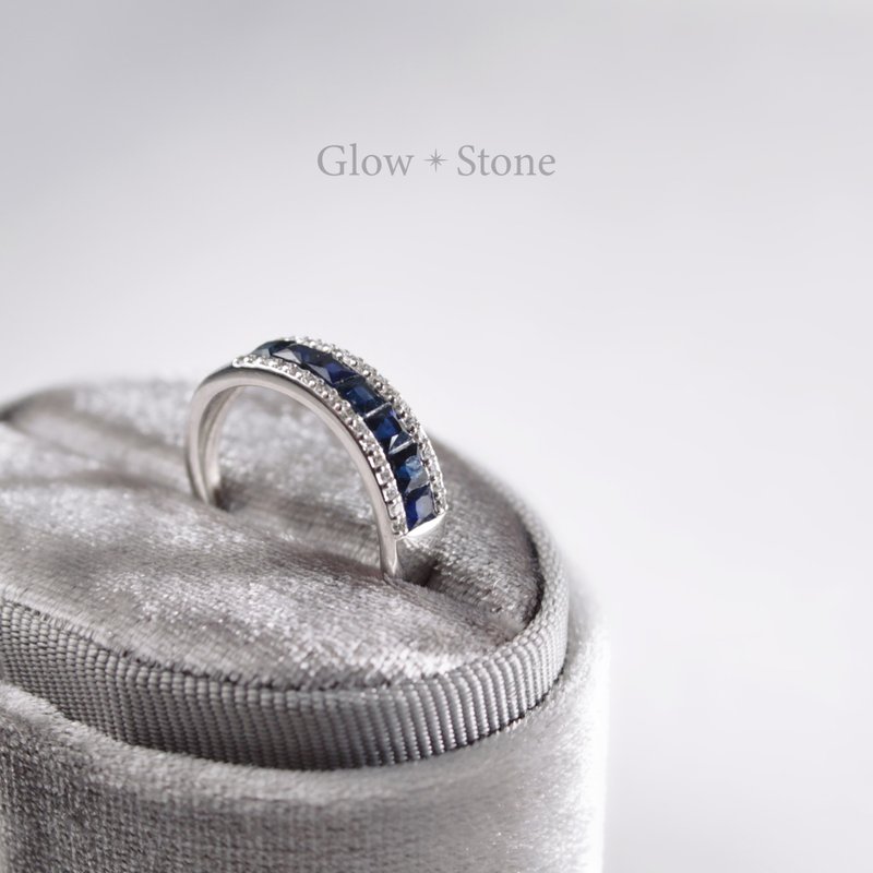 GLOWSTONE 无烧蓝宝石戒指 - 戒指 - 水晶 蓝色