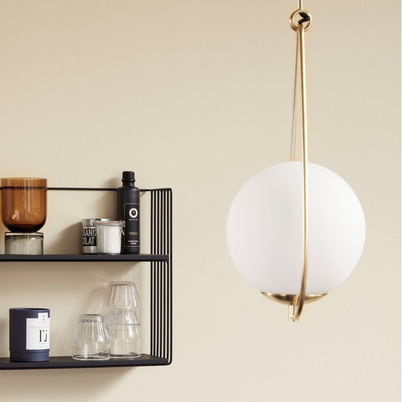 【Hübsch】－890408 黄铜色金属系绳造型吊灯 玄关灯 餐桌灯 - 灯具/灯饰 - 玻璃 白色