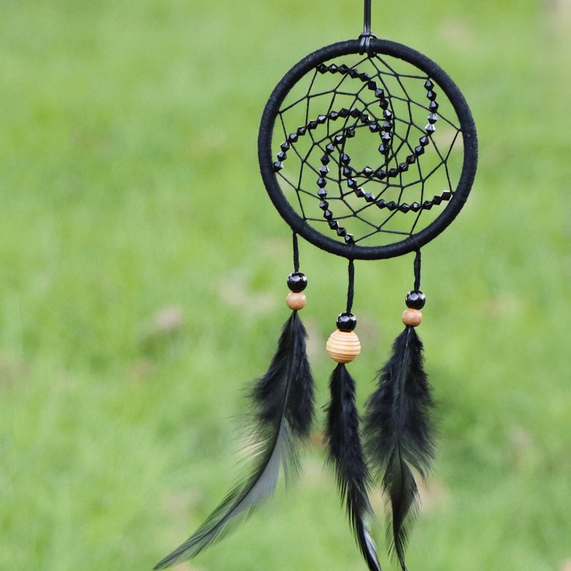 【限量】向日葵·勇敢追梦丨手工编织 礼物 捕梦网丨挂饰-极致黑 - 摆饰 - 其他材质 黑色