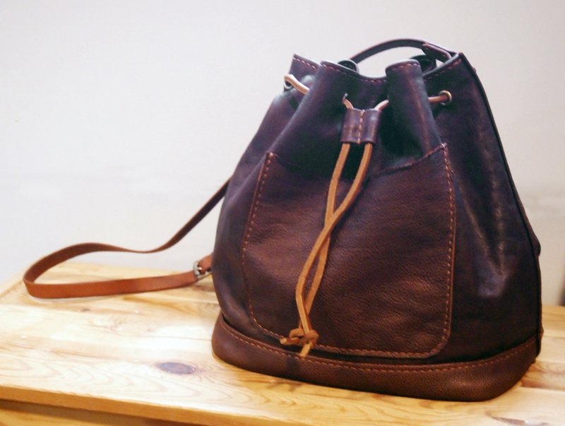 烂泥扶不上墙 水桶包 - 侧背包/斜挎包 - 真皮 橘色