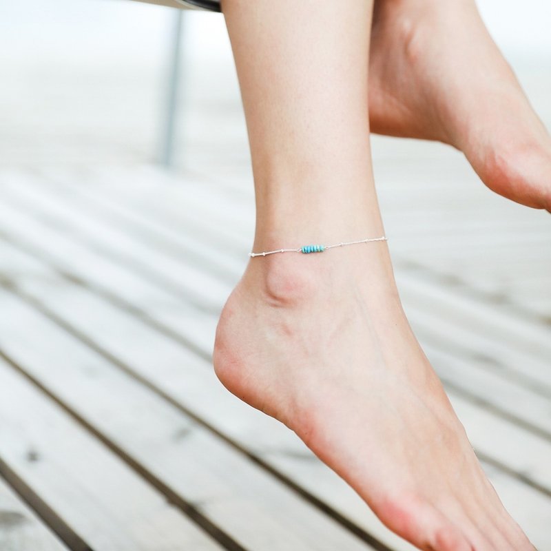 绿松石细珠脚链 - 手链/手环 - 宝石 蓝色