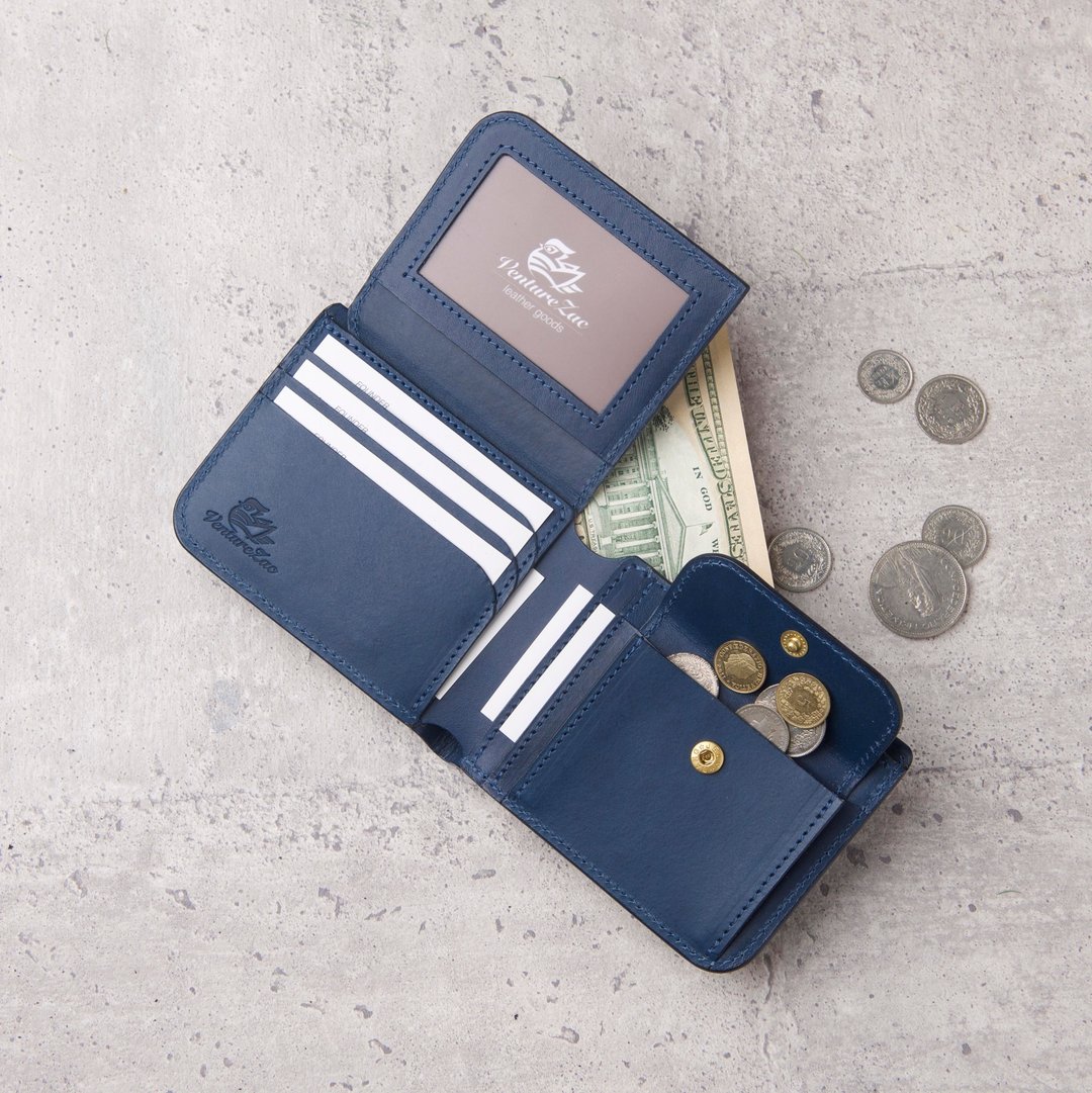 翻盖证件零钱袋短夹 Coin Wallet / 蓝色 Navy - 皮夹/钱包 - 真皮 蓝色