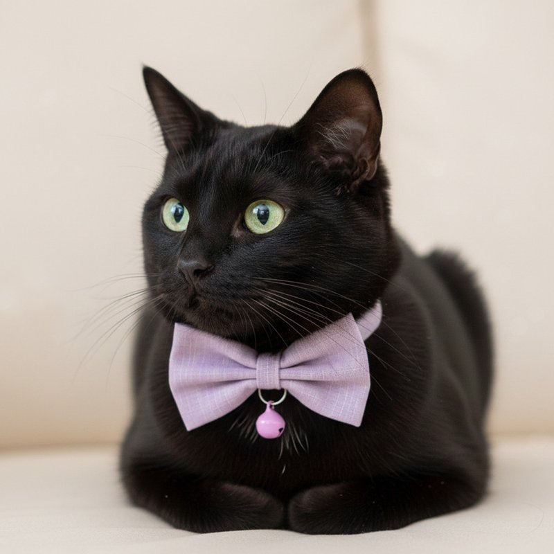 薰衣草紫色 蝴蝶结宠物装饰项圈 猫咪 小型犬 迷你犬 - 项圈/牵绳 - 棉．麻 紫色