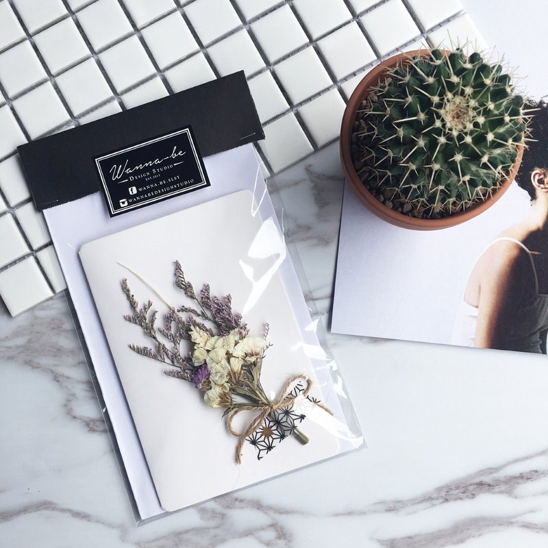 Wannabe 干燥花贺卡两件组 花卡片 文青感 花卡 毕业礼物 花艺 永生花 送礼 贺卡 结婚 婚礼 满天星 兔尾草 干燥花束 母亲节 礼物 父亲节 - 卡片/明信片 - 纸 多色