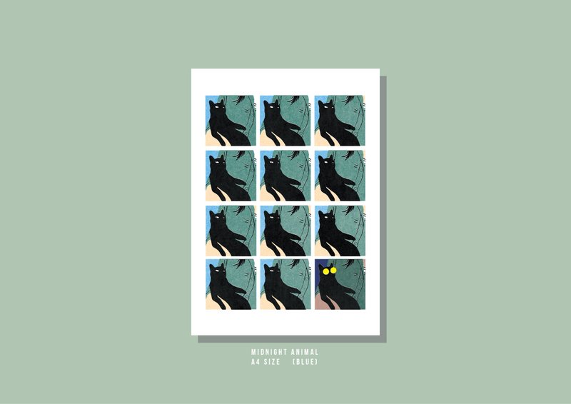 Orlane Made 手绘插画印刷海报I夜猫侠 - 海报/装饰画/版画 - 纸 白色