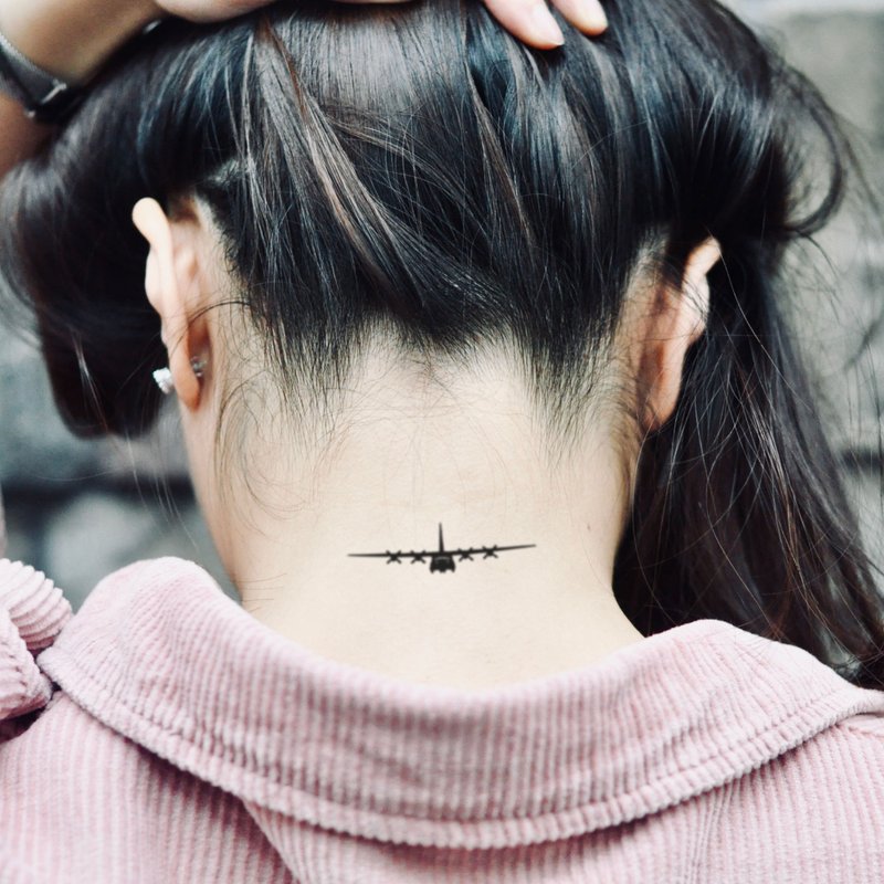 OhMyTat C-130 空中大力士 Hercules Airborne 纹身贴纸 (2 张) - 纹身贴 - 纸 黑色