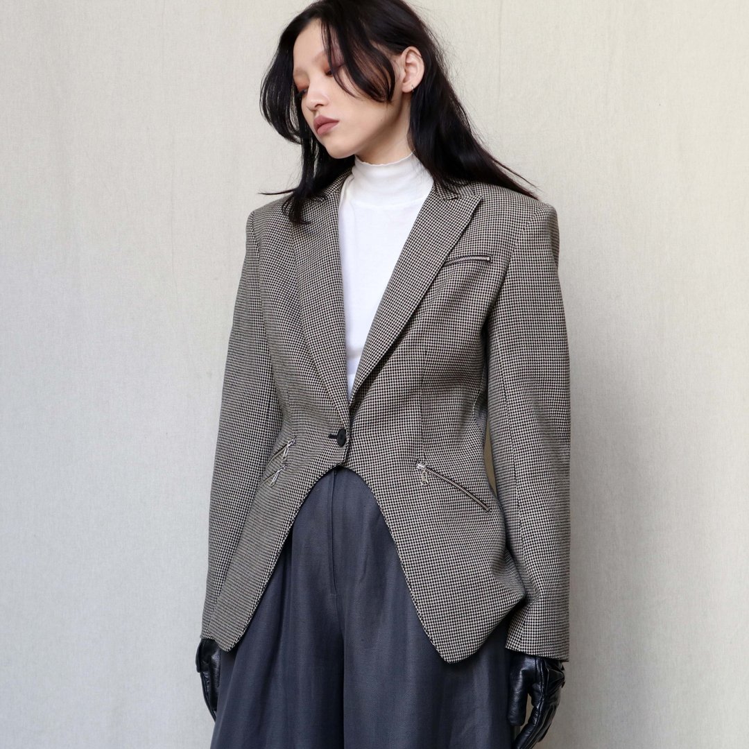南瓜Vintage。DKNY 千鸟纹 特殊 拉链 西装 外套 - 女装西装外套/风衣 - 羊毛 