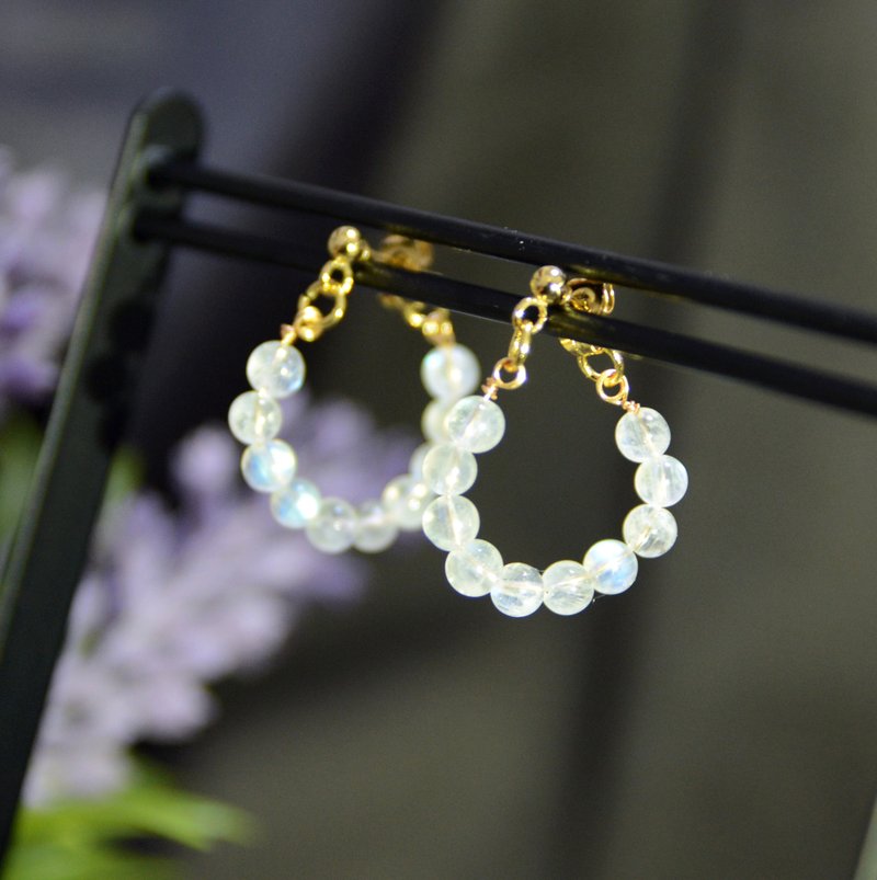 月光之舞 l 月光石 l 桃花 l 爱情 l 抗敏医疗钢 - 耳环/耳夹 - 水晶 白色