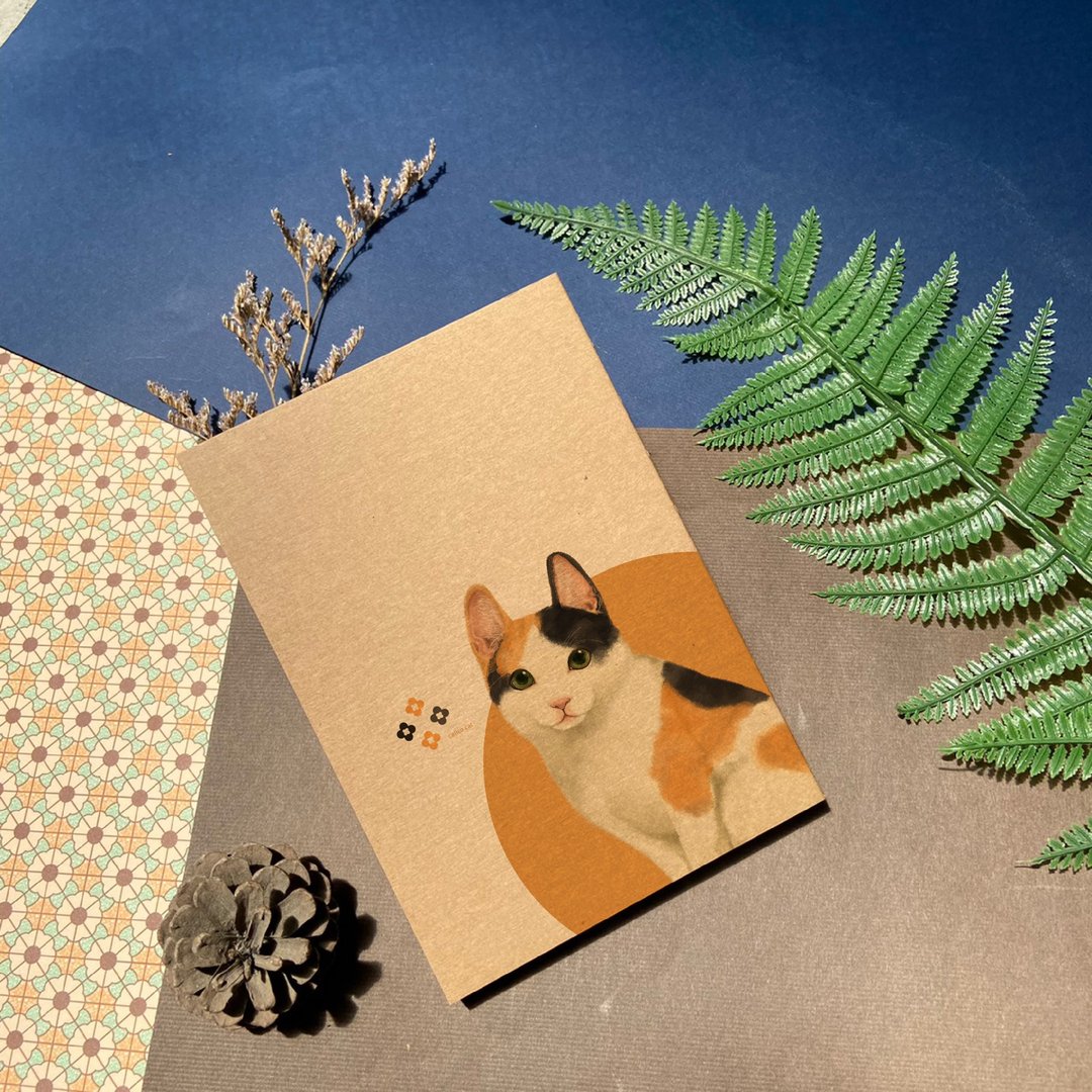 | 宠物友善城市系列 | 日本短毛猫 - 手工穿线胶装笔记本 卡其/黑 - 笔记本/手帐 - 纸 多色