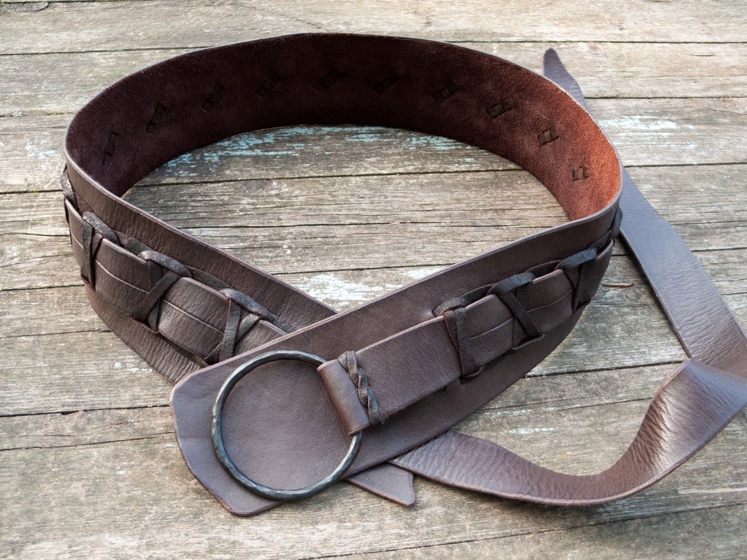 Viking Leather Belt (inspired Ragnar Lothbrok) / custom size / LARP equipment - 皮带/腰带 - 真皮 咖啡色