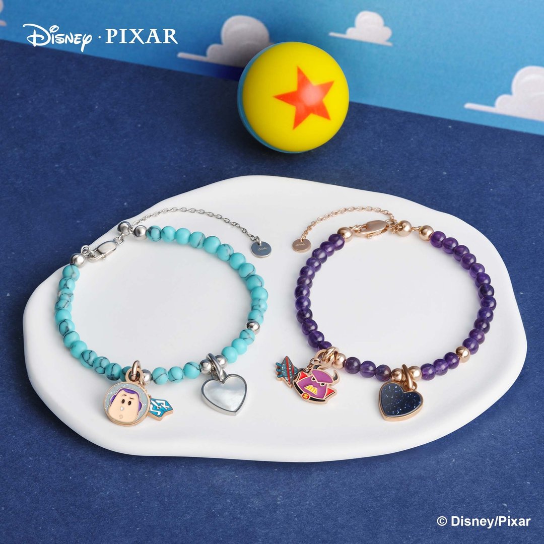 迪士尼 彼思 Toy Story 特别版定制化刻字纯银宝石珠饰手链 (4色) - 手链/手环 - 宝石 紫色