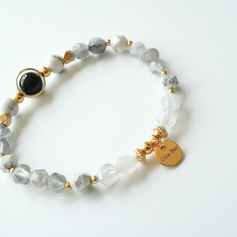 黑曜石石云切面白松石14KGF手链 - 手链/手环 - 水晶 多色