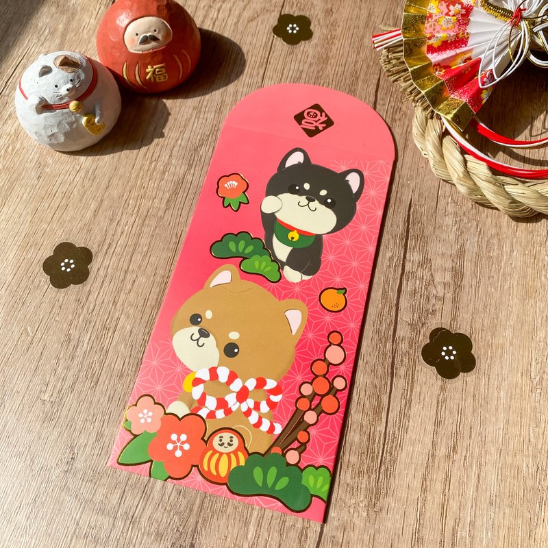 2026 柴犬利是封 Pawsome Island Shiba Inu插画烫金彩色红包 - 红包/春联 - 纸 红色