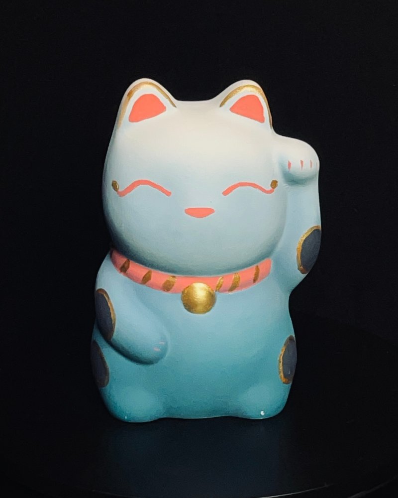 手绘石膏招财猫扩香石 - 香薰/精油/线香 - 其他材质 蓝色