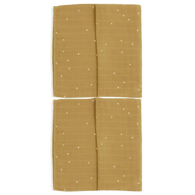 Gloop 有机棉纱布巾两件组 / 夕阳橙 - 围嘴/口水巾 - 棉．麻 黄色