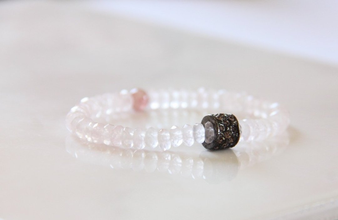 时尚能量珠宝系列-粉晶车轮切角石手链/ Rose Quartz faceted - 手链/手环 - 宝石 粉红色