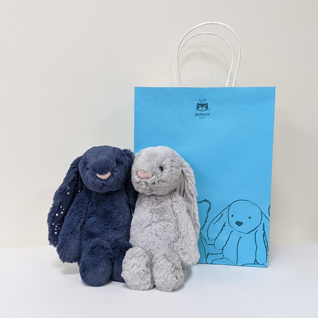 英国Jellycat 兔年兔子星星兔子礼物组 星光蓝+清新灰星 双入兔 - 玩具/玩偶 - 聚酯纤维 多色