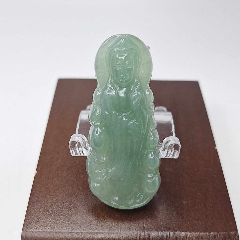 老种料冰油清观音吊坠 | 天然缅甸玉A货翡翠 - 项链 - 玉石 