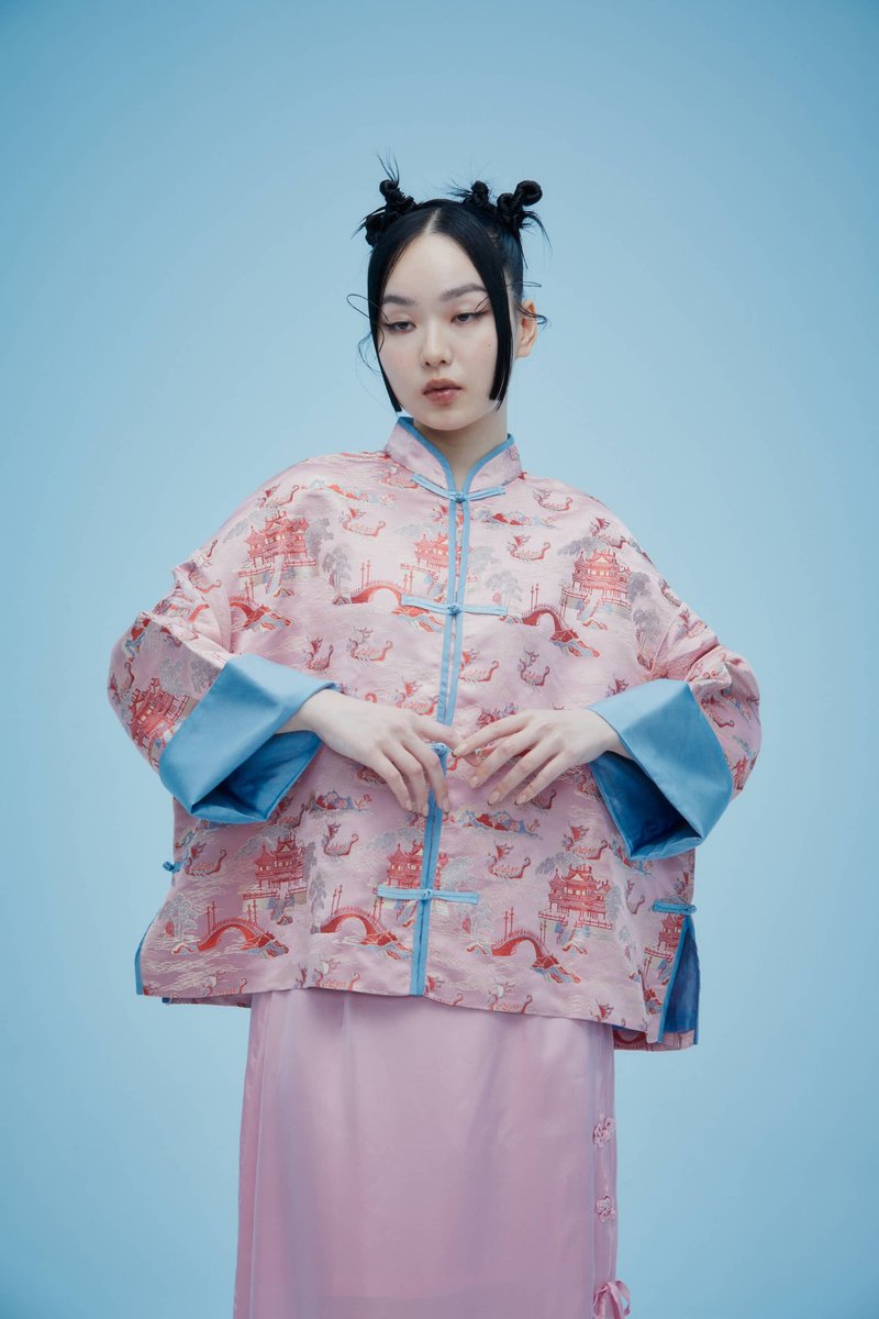 烦恼心粉色龙舟真丝外套 - 女装休闲/机能外套 - 丝．绢 粉红色