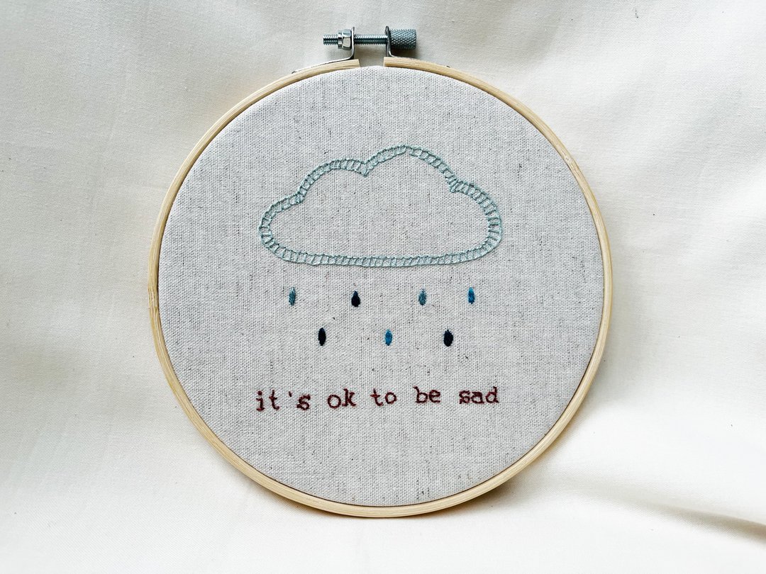 手工刺绣 可定制 刺绣挂饰刺绣摆件 Embroidery hoop art - 海报/装饰画/版画 - 绣线 蓝色