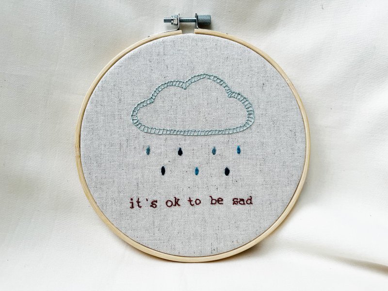 手工刺绣 可定制 刺绣挂饰刺绣摆件 Embroidery hoop art - 海报/装饰画/版画 - 绣线 蓝色