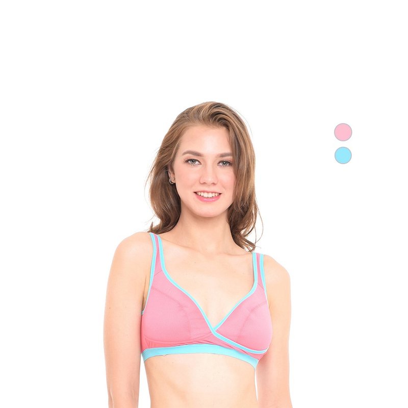 MOOIMOM沐伊孕哺 超透气运动风糖果色交叉哺乳内衣【单件6折】 - 女士内衣裤 - 聚酯纤维 粉红色