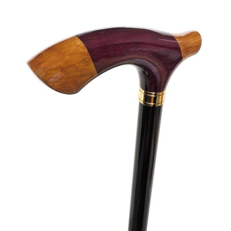 组木手柄手杖 橡木・紫心木 天然木制单杖 - 其他 - 木头 咖啡色