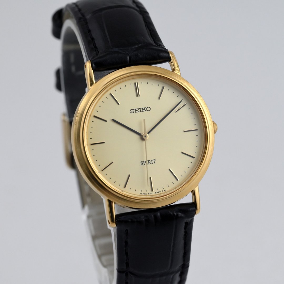 SEIKO SPRIT 33mm 石英腕表 金色表盘 复古型号 5E21-6C00 男款 - 男表/中性表 - 不锈钢 金色