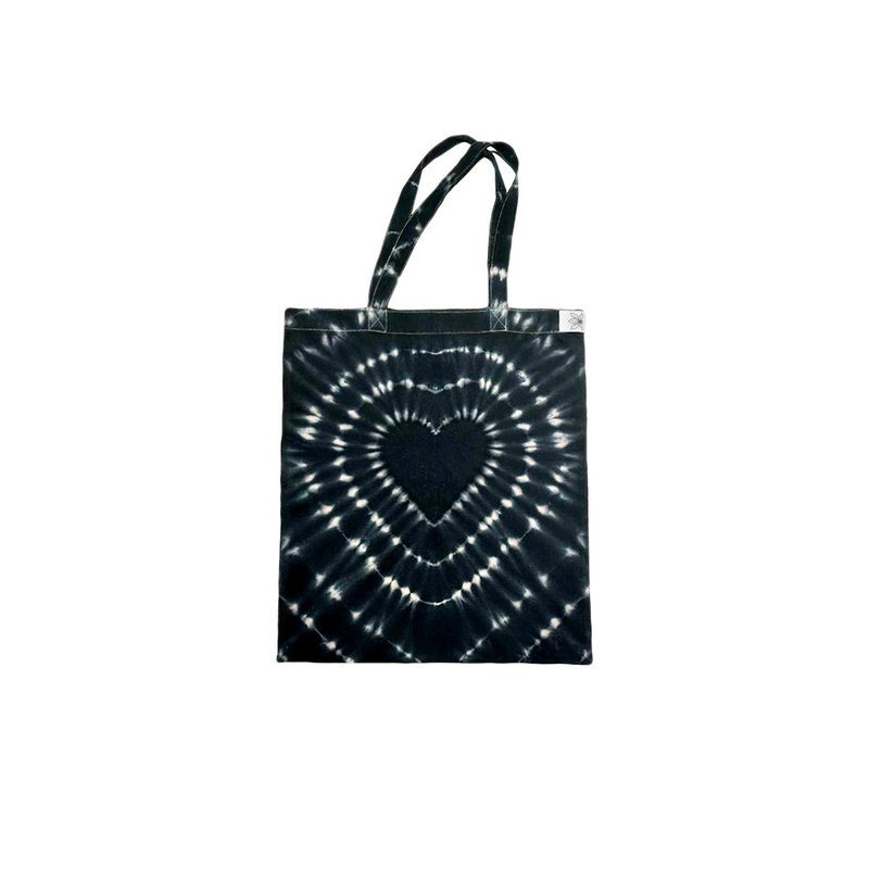Come Black系列暗黑爱心Tote Bag - 手提包/手提袋 - 棉．麻 黑色