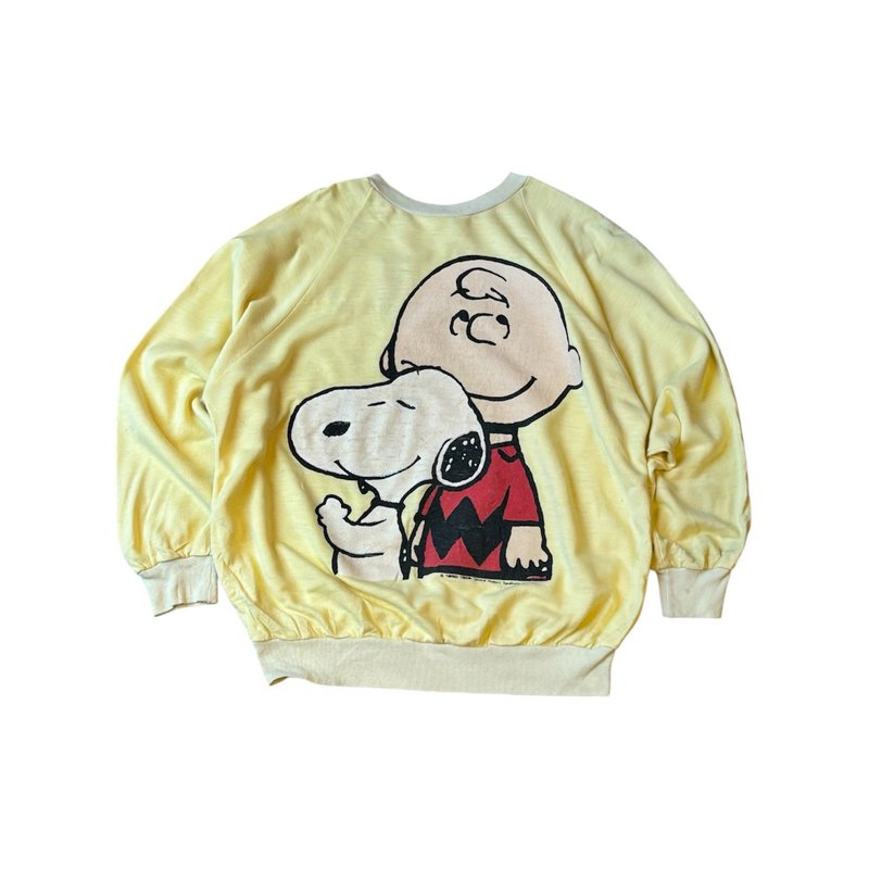 美国古着史努比和查理布朗 sweatshirt - 中性连帽卫衣/T 恤 - 棉．麻 多色