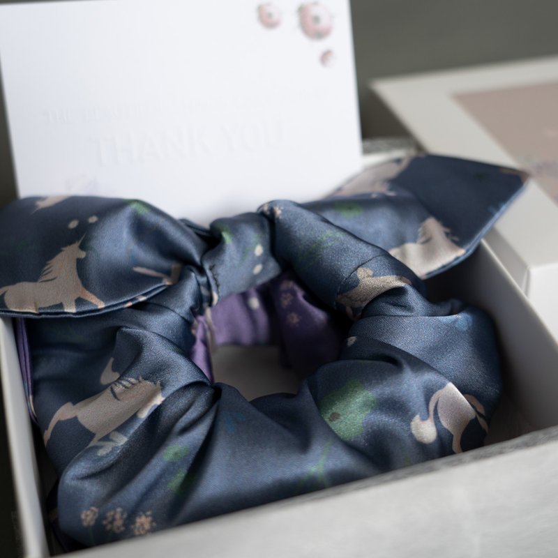 圣诞礼物 靛蓝色独角兽小甜甜蝴蝶结圈发束 - 发饰 - 丝．绢 紫色