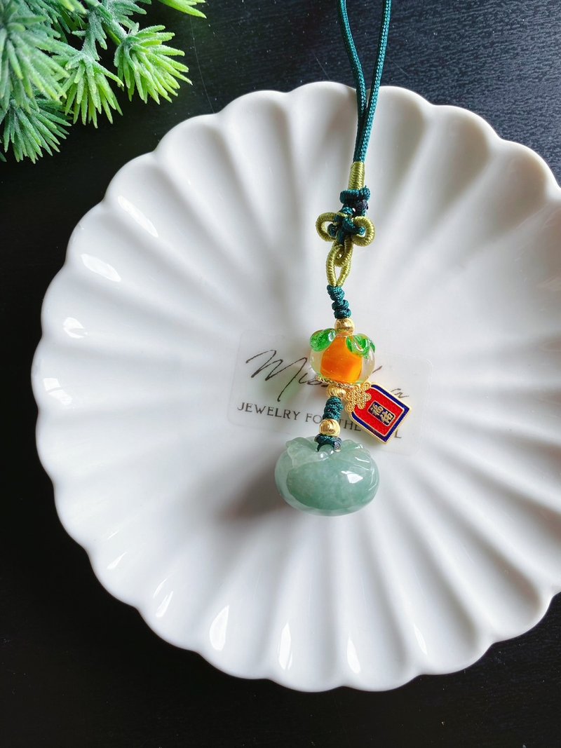 【售出】天然缅甸玉翡翠 油青绿 柿子 世世平安 事事如意 包挂 礼 - 吊饰 - 玉石 绿色