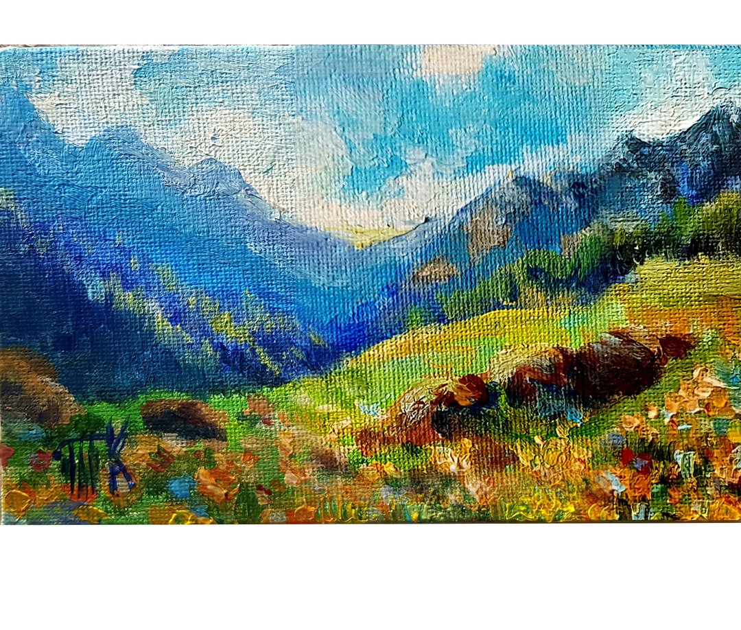 山水画/山画/印象派/油画/手工油画/ 室内绘画/艺术墙 - 海报/装饰画/版画 - 棉 绿色