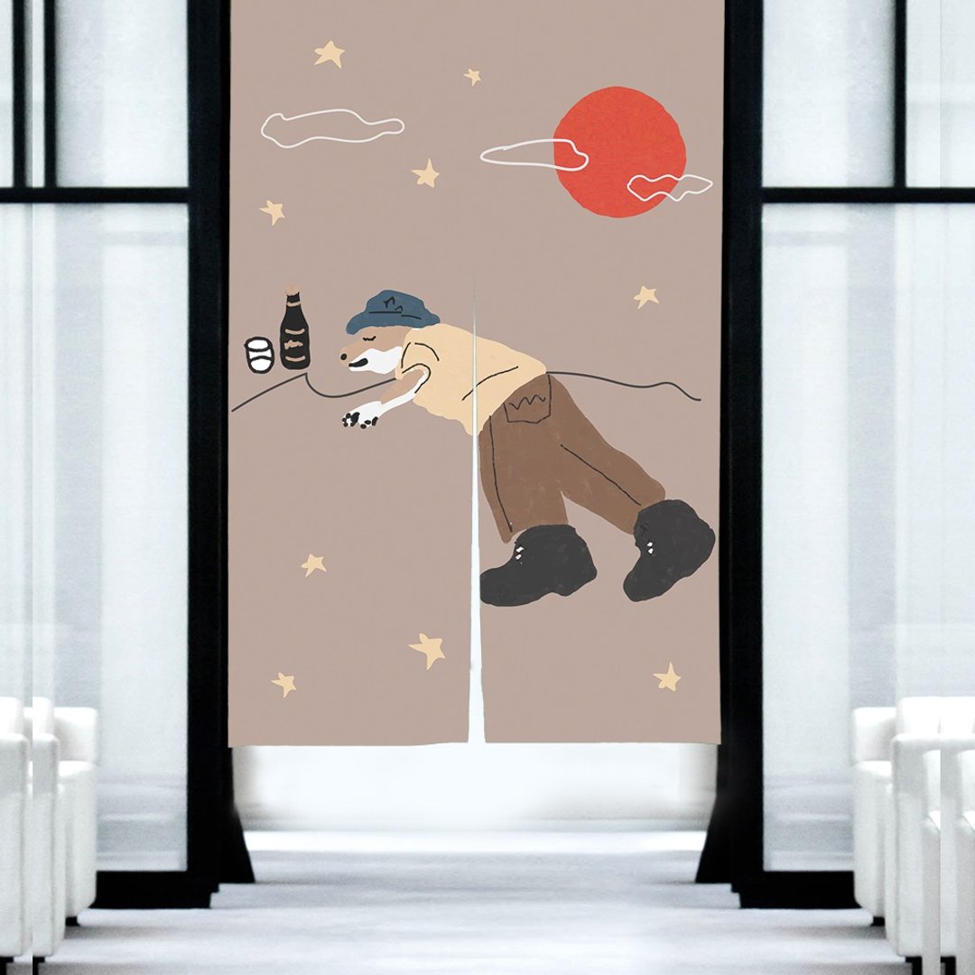 醉在日月星辰 柴犬 门帘 - 门帘/门牌 - 棉 绿色